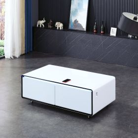 Smart Table Fridge, Multifunctional Coffee Table, Tempered Glass Table Top and Back Storage