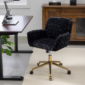 A&A Furniture Office Chair, Artificial rabbit hair Home Office Chair with Golden Metal Base, Adjustable Desk Chair Swivel Office Chair