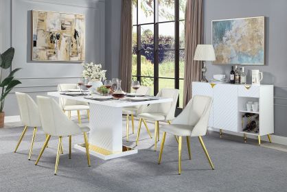 ACME Gaines Dining Table with White High Gloss Finish