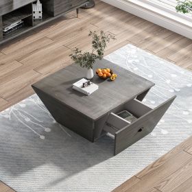 33.46" Exquisite Ladder-Shaped Coffee Table for Office, Dining Room and Living Room,Gray