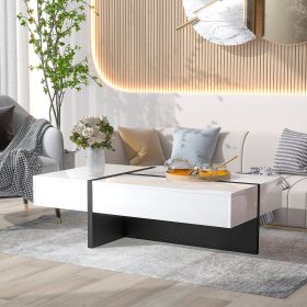 Contemporary Rectangle High Gloss Surface Coffee Table, Center Table for Sofa or Upholstered Chairs