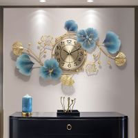 32.7" Creative Luxury Hanging Wall Clock with Artistic 3D Metal Ginkgo Leaves Design and Silent Hand Movement 32.7" Creative Luxury Hanging Wall Clock with Artistic 3D Metal Ginkgo Leaves Design and Silent Hand Movement