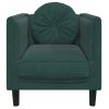 Dark Green Velvet Sofa Chair, Padded Seat, Armrest & Backrest with Button Tufted Pillow Cushion