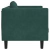 Dark Green Velvet Sofa Chair, Padded Seat, Armrest & Backrest with Button Tufted Pillow Cushion