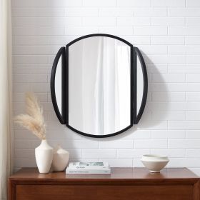 Modern Hinge Round Wall Mirror â€“ Black