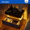 Gray Nightstand with 2 Drawers and Multi Color LED Lighting