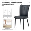 Set of 2 Black Dining Chairs, Curved Backrest and Cushion Seat with Black Metal Legs