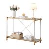 2 Tiered Golden Console Table with Tempered Glass and Open Bottom Shelf