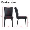 Set of 2 Black Dining Chairs, Curved Backrest and Cushion Seat with Black Metal Legs