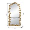 51” Decorative Full Length Arched Wall Mirror with Golden Leaf Accents