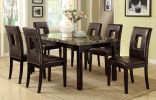 Brown Faux Marble Top Dining Table with Birch Veneer Base and Legs