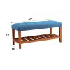 Charla Light Blue Fabric & Oak Finish Bench