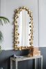 51” Decorative Full Length Arched Wall Mirror with Golden Leaf Accents