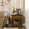 Side Table with Storage, Vintage End Table with Drawer and Open Shelf, Beside Table for Bedroom, Living Room, Dark Coffee