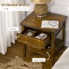 Side Table with Storage, Vintage End Table with Drawer and Open Shelf, Beside Table for Bedroom, Living Room, Dark Coffee