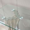 Clear Tempered Glass Top Console Table with Silver Mirror Finish and Stainless Steel Base