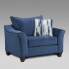 Blue Camero Fabric 4 Piece Neutral Textured Living Room Set