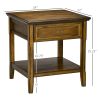 Side Table with Storage, Vintage End Table with Drawer and Open Shelf, Beside Table for Bedroom, Living Room, Dark Coffee