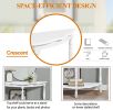 42'' Retro Circular Curved Half-Moon Console Table with Cloud Design Top and Open Shelf Solid Wood Frame and Legs, Milk White