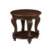 Solid Wood Retro Round End Table with Bottom Storage Shelf