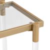 2 Tiered Golden Console Table with Tempered Glass and Open Bottom Shelf