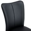 Set of 2 Black Dining Chairs, Curved Backrest and Cushion Seat with Black Metal Legs