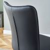 Set of 2 Black Dining Chairs, Curved Backrest and Cushion Seat with Black Metal Legs