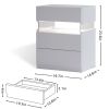 LED Nightstands 3 Drawer Dresser for Bedroom End Table with Acrylic Board LED Bedside Tables for Bedroom Living Room Bedside Furniture (White)