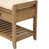 TREXM Shoe Rack with Cushioned Seat and Drawers, Multipurpose Entryway Storage Bench (Old Pine)