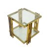 Golden Stainless Steel End Table, Double-Layer, Clear Tempered Glass End Table, for Bed Room, Living Room