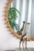 34" Round Wooden Mirror with Beaded Frame