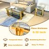 Stainless Steel End Table, Double-Layer, Black Tempered Glass End Table, for Bed Room, Living Room, Gold Color