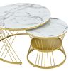 [VIDEO provided] ON-TREND Φ27.5'' & Φ17.7'' Nesting Coffee Table with Marble Grain Table Top, Golden Iron Frame Round Coffee Table, Set of 2