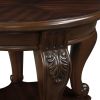 Solid Wood Retro Round End Table with Bottom Storage Shelf