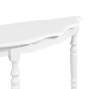 42'' Retro Circular Curved Half-Moon Console Table with Cloud Design Top and Open Shelf Solid Wood Frame and Legs, Milk White