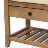 TREXM Shoe Rack with Cushioned Seat and Drawers, Multipurpose Entryway Storage Bench (Old Pine)