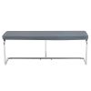 51.5" Decorative Stainless Steel Contemporary Bench in Faux Leather for Entryway Bench, Bedroom end of Bench, Dining Bench, Kitchen Seat Dining