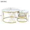 [VIDEO provided] ON-TREND Φ27.5'' & Φ17.7'' Nesting Coffee Table with Marble Grain Table Top, Golden Iron Frame Round Coffee Table, Set of 2