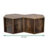 Set of 2 Hexagonal Antique Wood Coffee Table with Nightstand