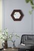 18.5" x 18.5" Hexagon Mirror with Dark Brown Solid Wood Frame