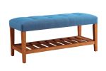 Charla Light Blue Fabric & Oak Finish Bench