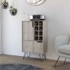 Manhattan L Bar Cabinet; Eight Built-in Wine Rack; Single Door -Light Gray