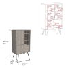 Manhattan L Bar Cabinet; Eight Built-in Wine Rack; Single Door -Light Gray