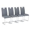 Modern Dining Chairs Set of 4, Side Dining Room/Kitchen Chairs, Faux Leather Upholstered Seat and Metal Legs Side Chairs, Grey