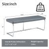 51.5" Decorative Stainless Steel Contemporary Bench in Faux Leather for Entryway Bench, Bedroom end of Bench, Dining Bench, Kitchen Seat Dining