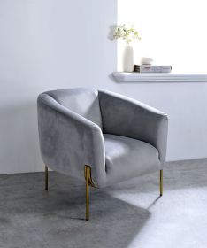 ACME Carlson Accent Chair, Gray Velvet & Gold