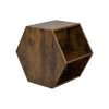 Set of 2 Hexagonal Antique Wood Coffee Table with Nightstand