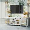 71-inch stylishTVcabinet,Entertainment CenterTV stand,TVConsoleTable,Media Console,solidwood frame,Changhong glass door,Metal handle,antique white