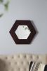 18.5" x 18.5" Hexagon Mirror with Dark Brown Solid Wood Frame