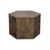 Set of 2 Hexagonal Antique Wood Coffee Table with Nightstand